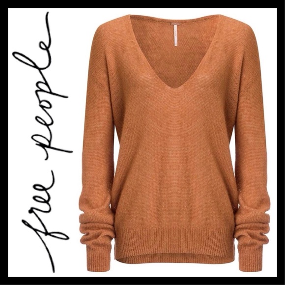FREE PEOPLE Gossamer V-Neck Sweater Color: Terracotta - Picture 4 of 6